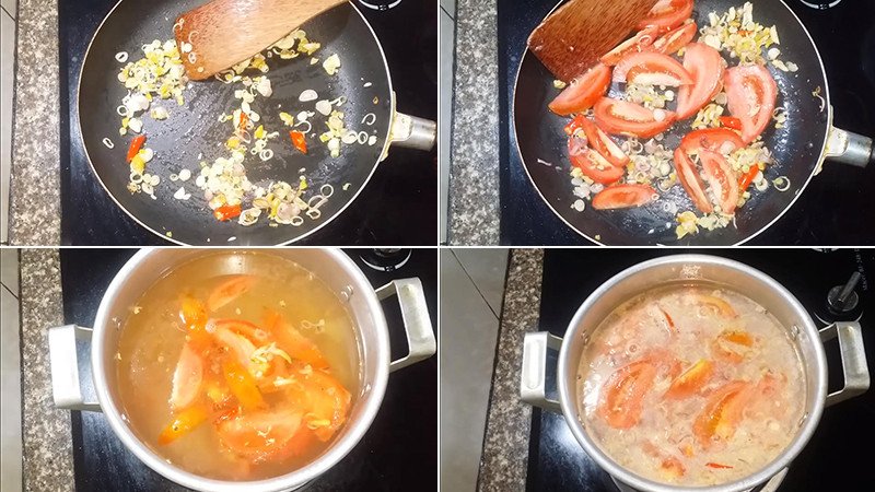 Nồi nước lẩu mẻ đang sôi với màu sắc bắt mắt, gia vị đậm đà