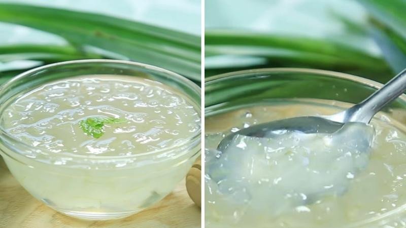 Nước nha đam đường phèn lá dứa thành phẩm đã hoàn tất, sẵn sàng để thưởng thức