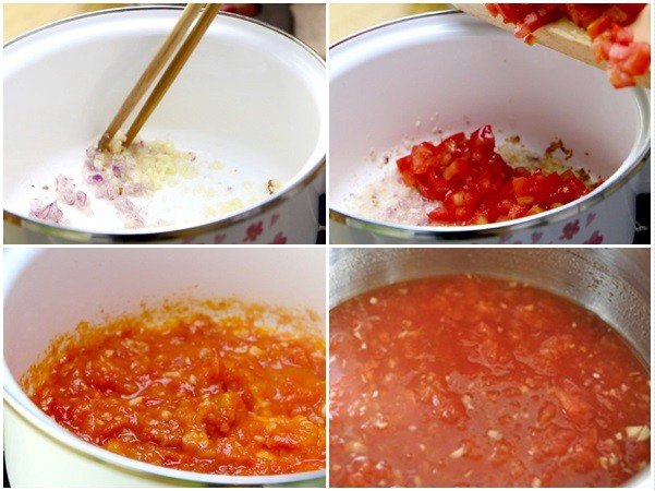 Nước sốt cà chua sánh mịn đang được chế biến, bí quyết cho món cá nục kho hấp dẫn.