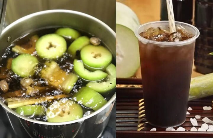 Nước trà bí đao mát lạnh, thơm ngon với đá
