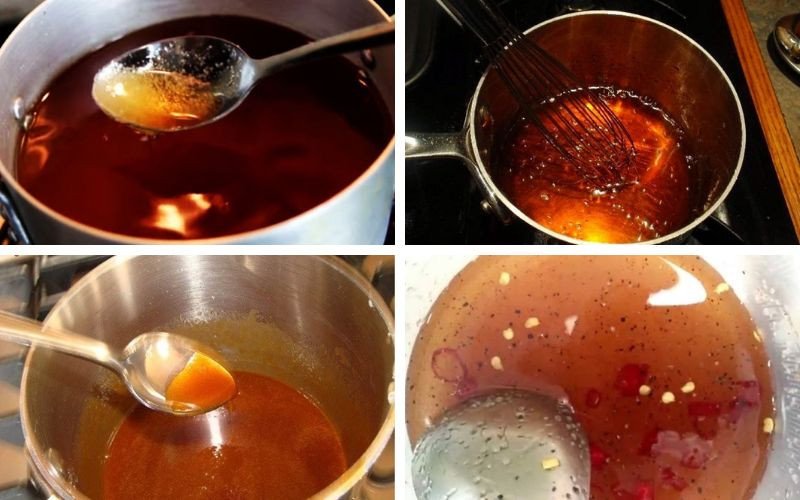 Pha chế hỗn hợp nước mắm đường cho món sốt tắc chấm bánh tráng