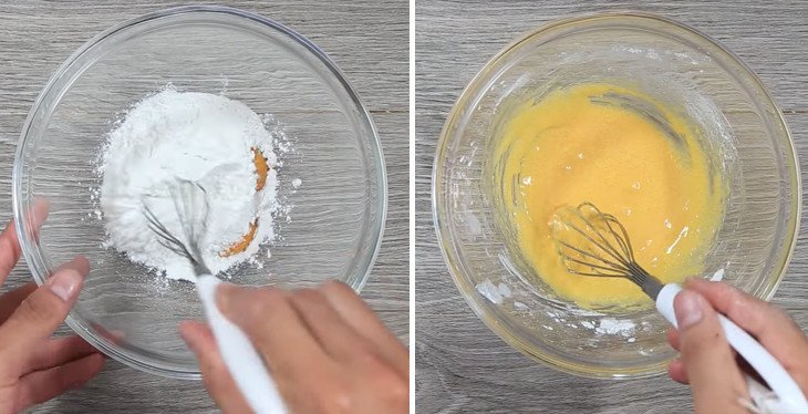 Pha trộn hỗn hợp nhân bánh su kem