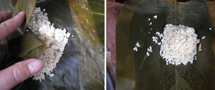 Quá trình gói bánh gio mật mía truyền thống