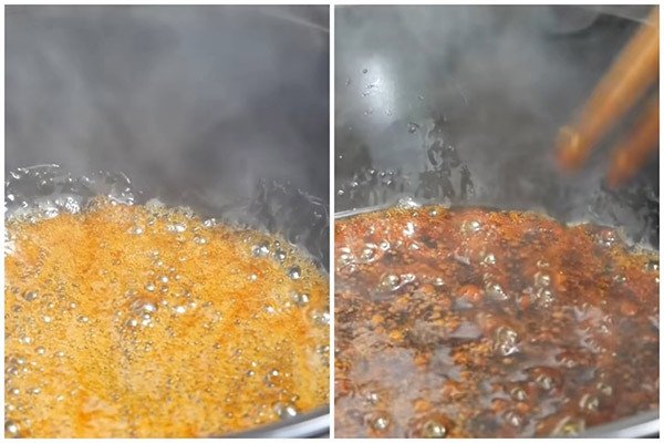 Quy trình làm nước màu caramel vàng cánh gián cho món cá kho tộ đậm đà