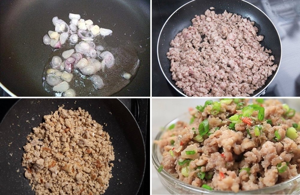 Quy trình rang thịt băm trên chảo để đạt độ cháy cạnh