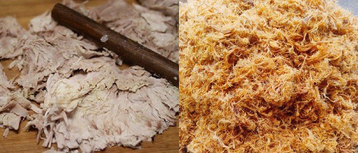 Ruốc thịt lợn đã giã bông tơi, nhìn rất hấp dẫn