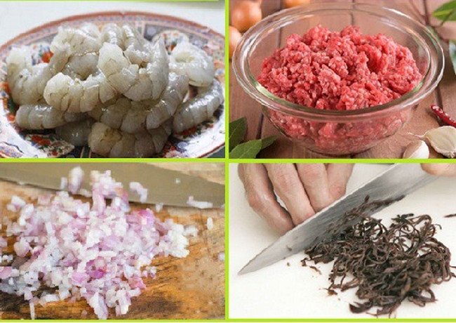 Sơ chế các nguyên liệu chuẩn bị làm nhân bánh ít trần