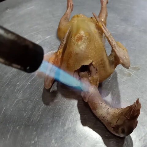 Sơ chế chim bồ câu bằng cách thui qua lửa