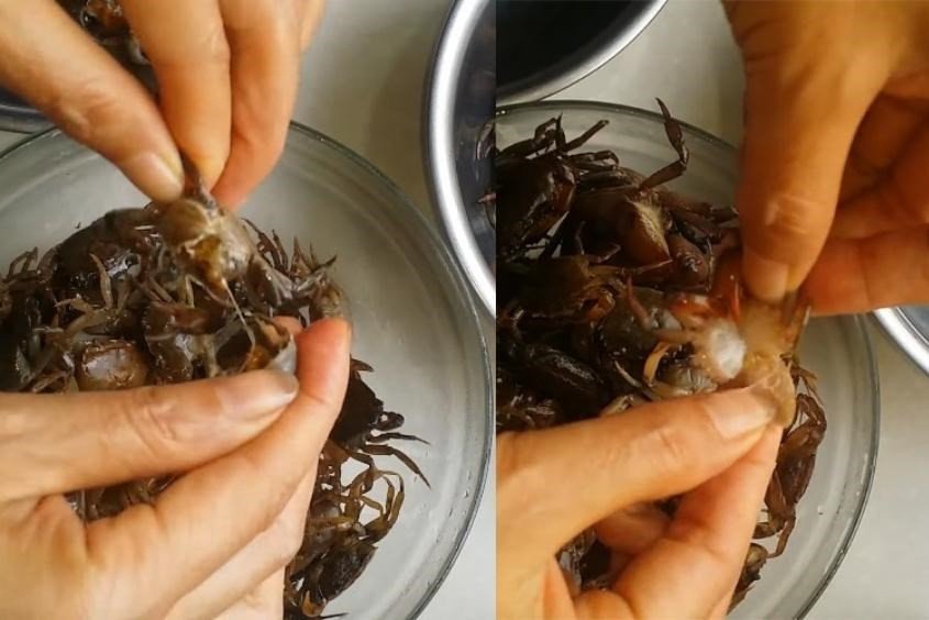 Sơ chế cua đồng sạch để nấu cháo cho bé