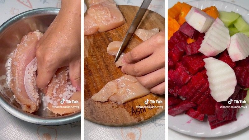 Sơ chế nguyên liệu cho món canh gà