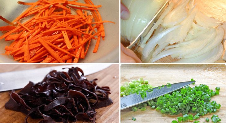 Sơ chế rau củ cho món miến thịt heo