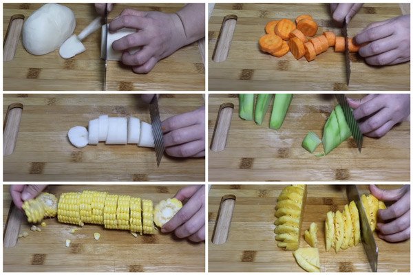 Sơ chế rau củ và nguyên liệu chuẩn bị nấu bún bò Huế chay