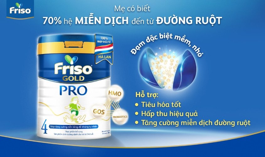 Sữa bột Friso Gold Pro hỗ trợ tiêu hóa khi bé ăn cháo bồ câu