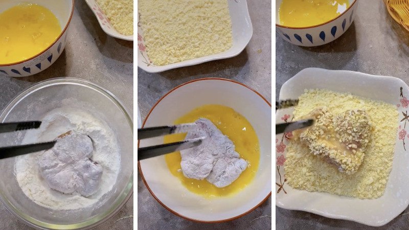 Tẩm bột cho thịt lợn chiên xù sốt Teriyaki