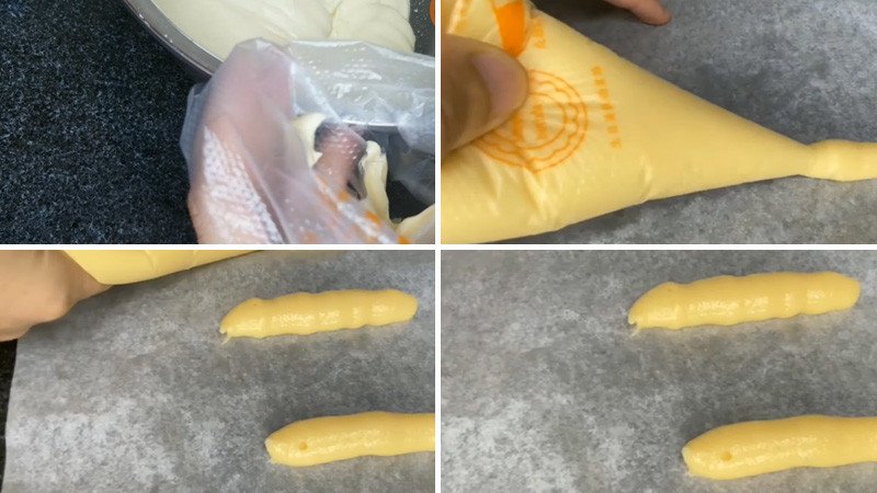 Tạo hình những chiếc bánh lưỡi mèo dài và mỏng