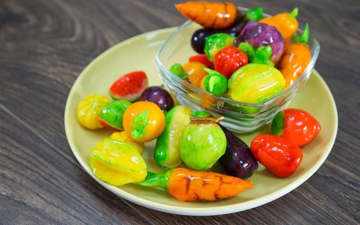 Thành phẩm bánh đậu xanh trái cây