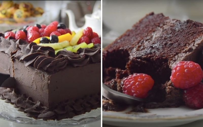 Thành phẩm bánh kem socola trái cây thơm ngon hấp dẫn