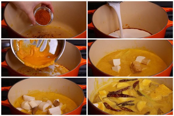 Thành phẩm cà ri chay nóng hổi, chuẩn vị để thưởng thức