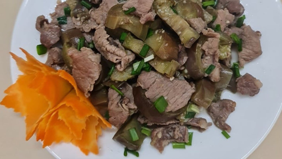 Thành phẩm cà tím xào thịt bò thơm ngon