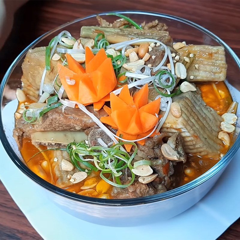 Thành phẩm cách nấu sườn bò ngon hầm sả