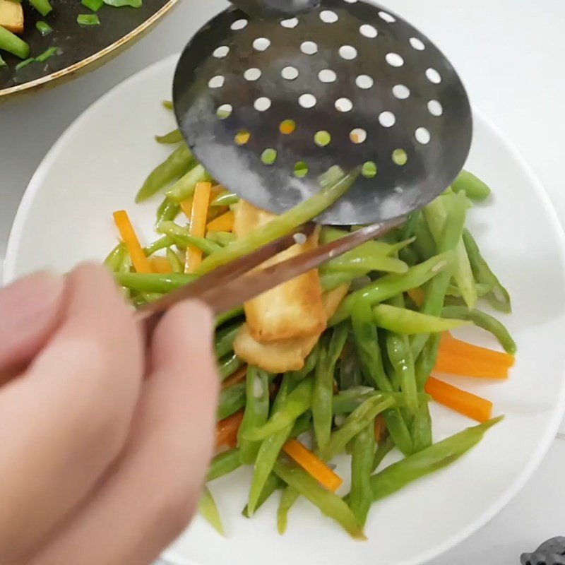 Thành phẩm đậu que xào đậu hũ chay, món ăn bổ dưỡng và đẹp mắt
