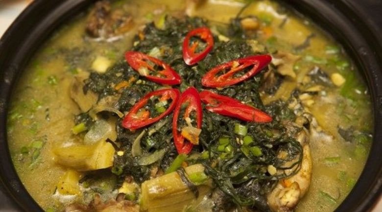 Thành phẩm lẩu chó chuối xanh thơm lừng, hấp dẫn