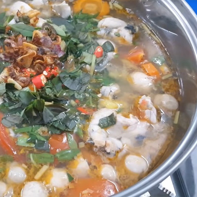 Thành phẩm lẩu ếch thái chua ngọt