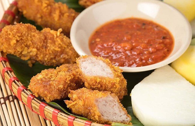 Thành phẩm nem thịt rán vàng giòn hấp dẫn