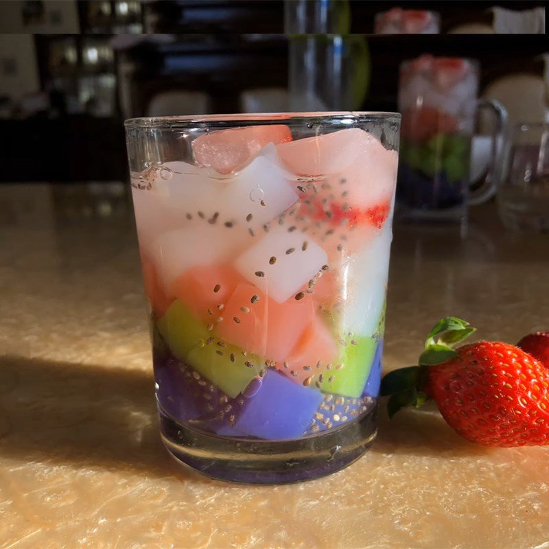 Thành phẩm thạch dừa thô đa sắc giòn dai hấp dẫn