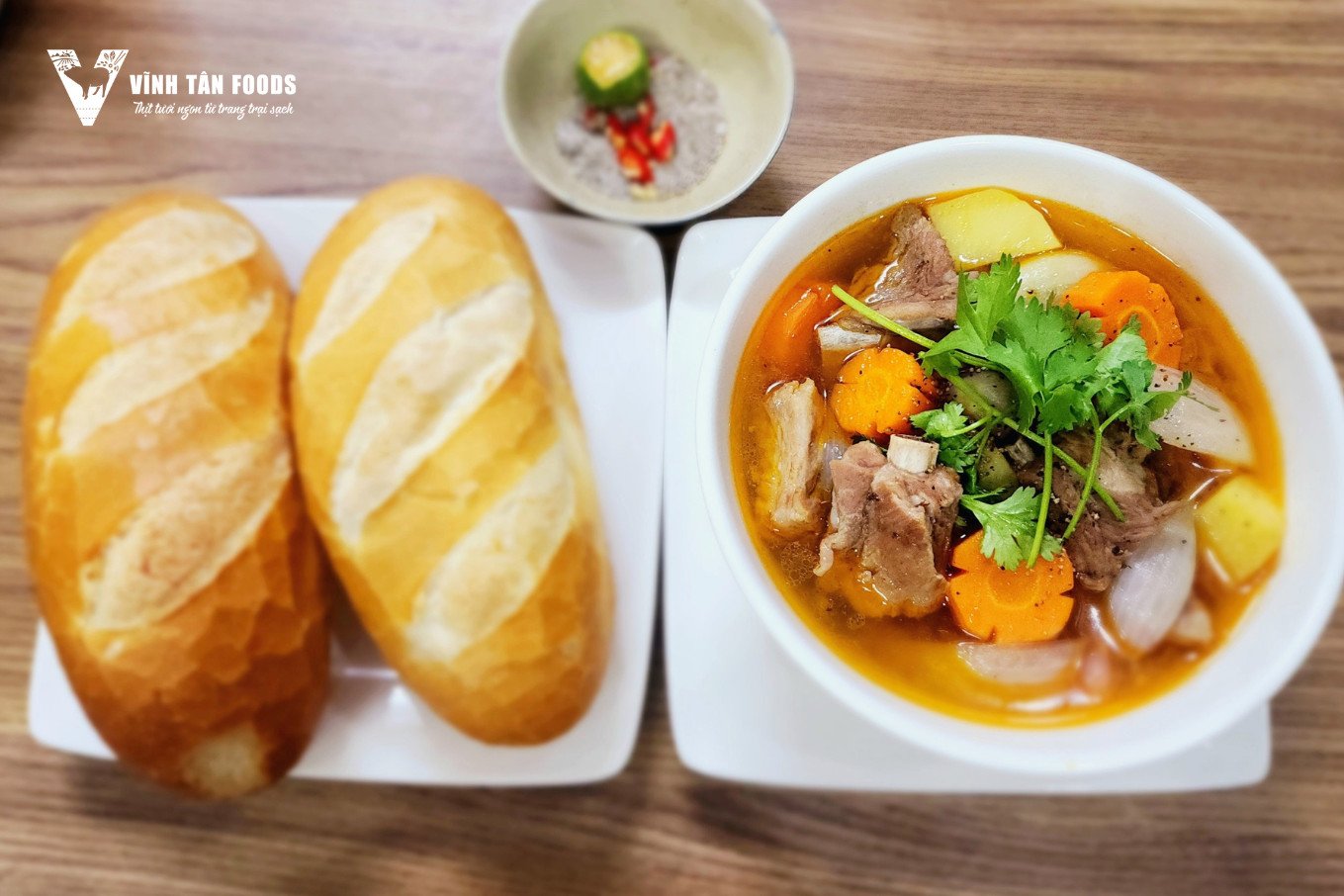 Thành quả món lagu sườn heo chấm bánh mì thơm ngon