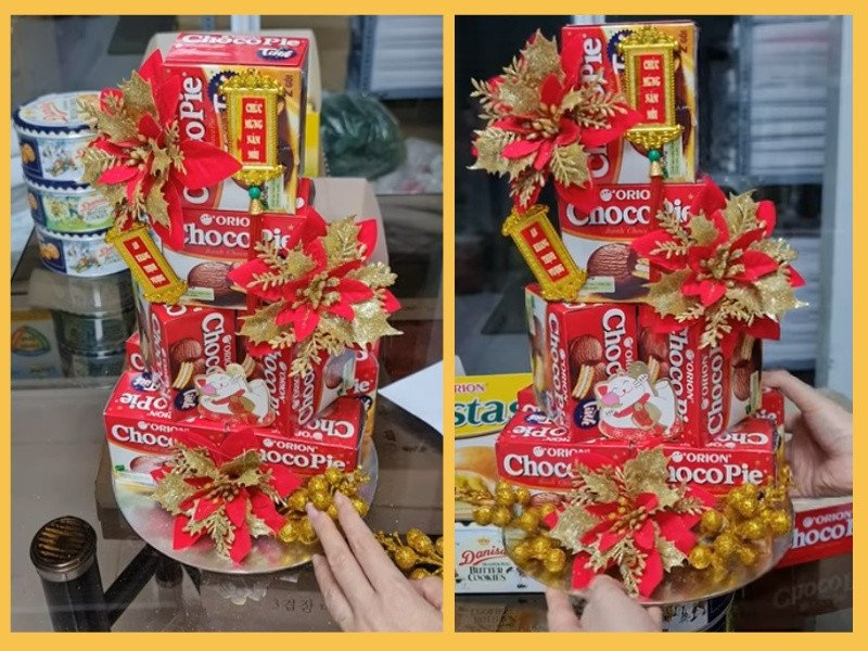 Tháp bánh Chocopie hoàn chỉnh đẹp mắt