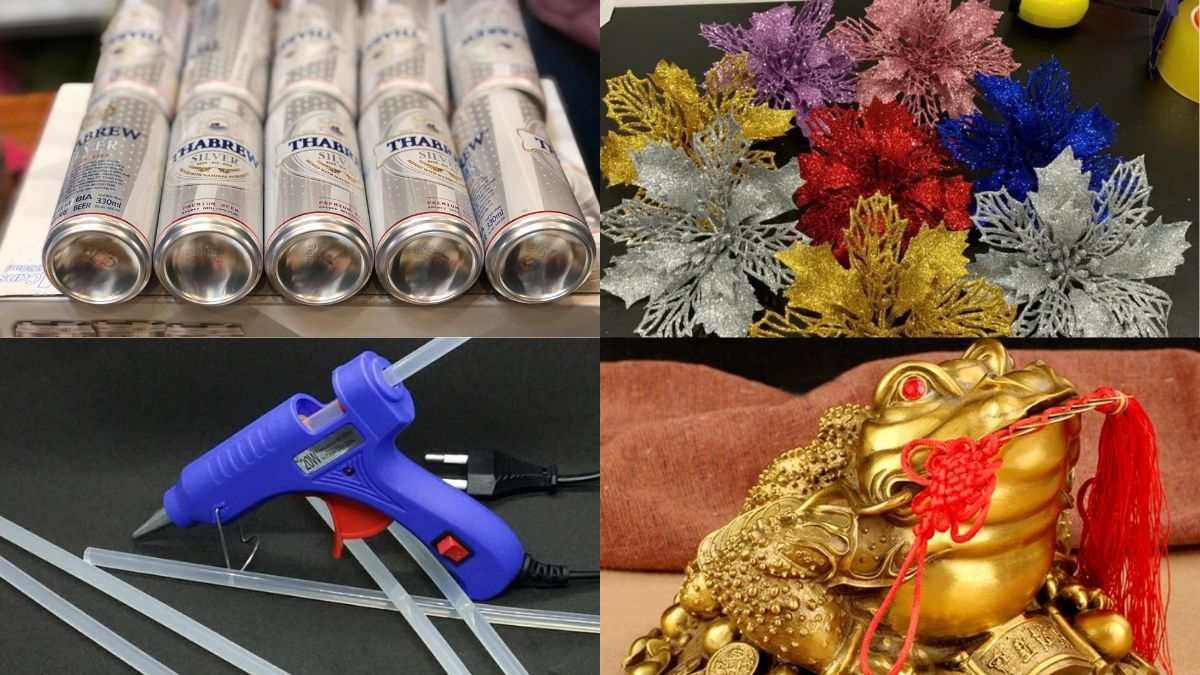 Tháp bia tự làm trang trí phòng khách ngày Tết