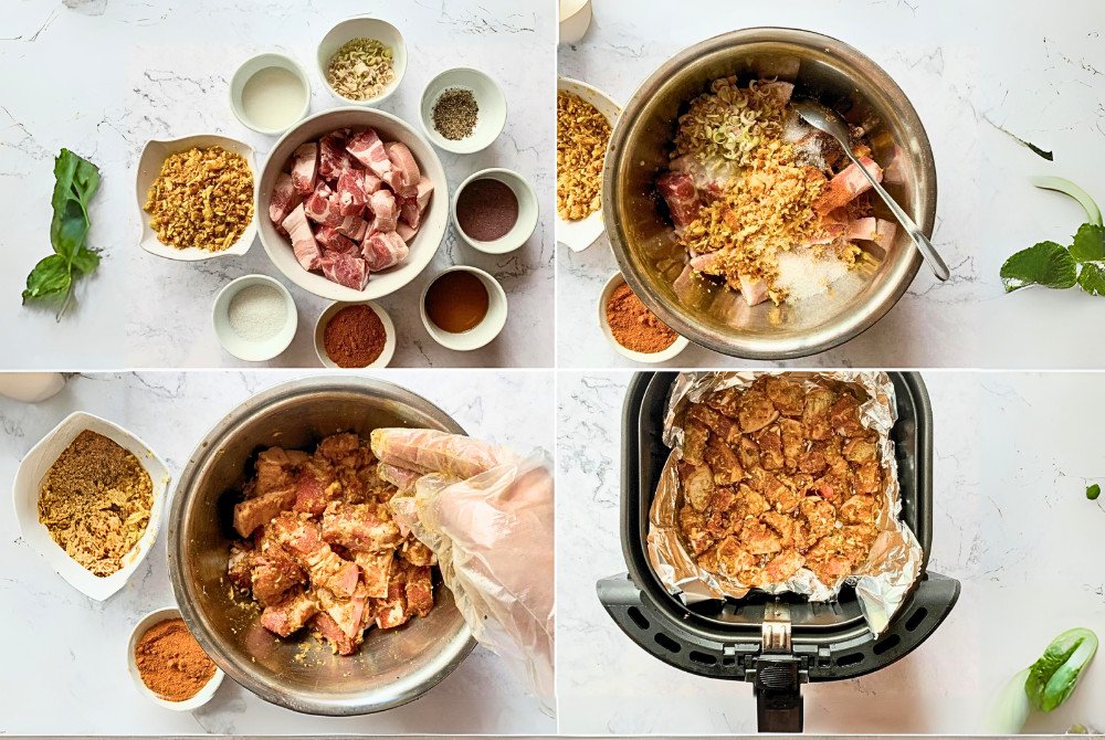 Thịt ba chỉ riềng sả được tẩm ướp kỹ lưỡng cho món nướng thơm ngon