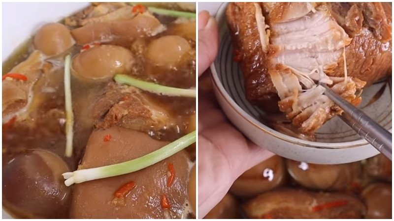 Thịt kho tàu với trứng nước dừa màu cánh gián hấp dẫn, đậm đà