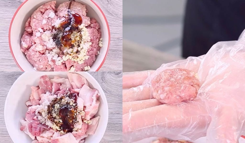 Thịt nướng bún chả sau khi ướp và vo viên