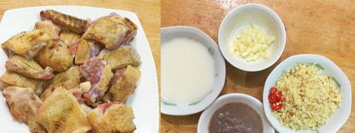 Thịt vịt xiêm đang được thui vàng đều để làm món vịt giả cầy miền Trung