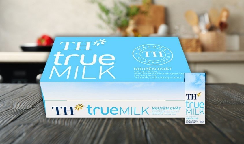 Thùng sữa tươi không đường TH true MILK, nguyên liệu làm kem tự chế.