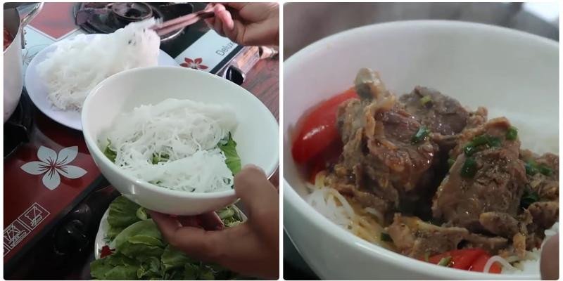 Thưởng thức tô bún xương heo nóng hổi