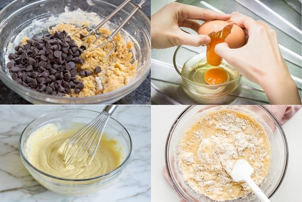 Tiến hành trộn bột làm bánh muffin yến mạch đều tay