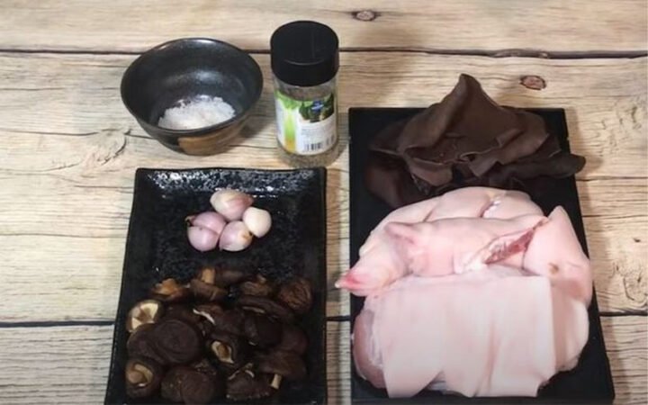 Tổng hợp nguyên liệu cần thiết để làm đông chân giò tại nhà