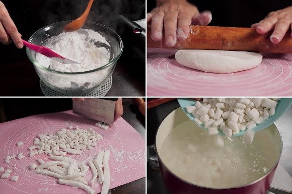 trân châu bột năng dẻo dai trong chè đậu đen