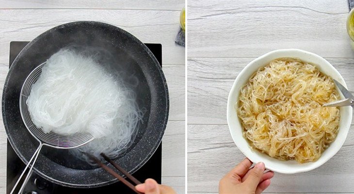 Trụng miến đúng cách để sợi miến dai ngon