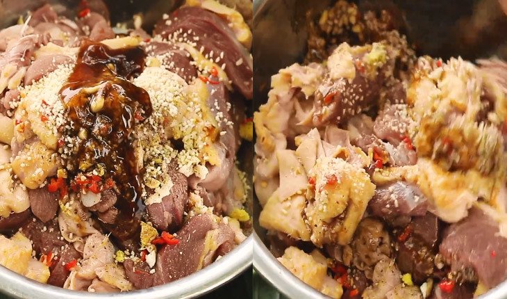 Ướp thịt ngan cháy tỏi với gia vị đậm đà