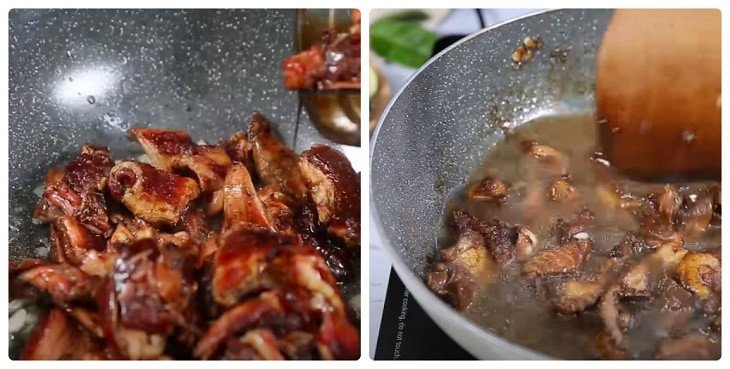 Xào gân bò cùng hành tỏi băm thơm lừng trong chảo