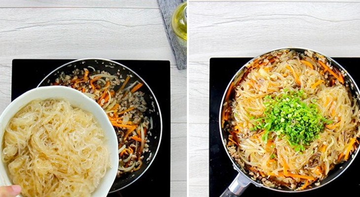 xào miến thịt băm thơm ngon