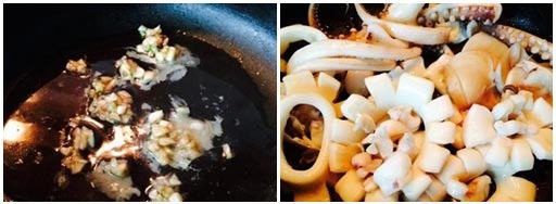 Xào mực riêng để giữ độ giòn và tránh ra nước