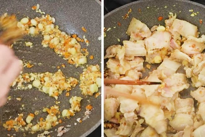 Xào thịt heo ba rọi thấm vị cho mì Quảng