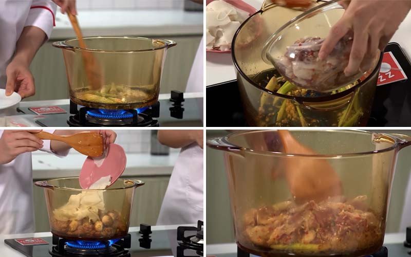 Xào thịt vịt với sả và măng