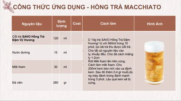 2. Cách làm hồng trà sữa macchiato: