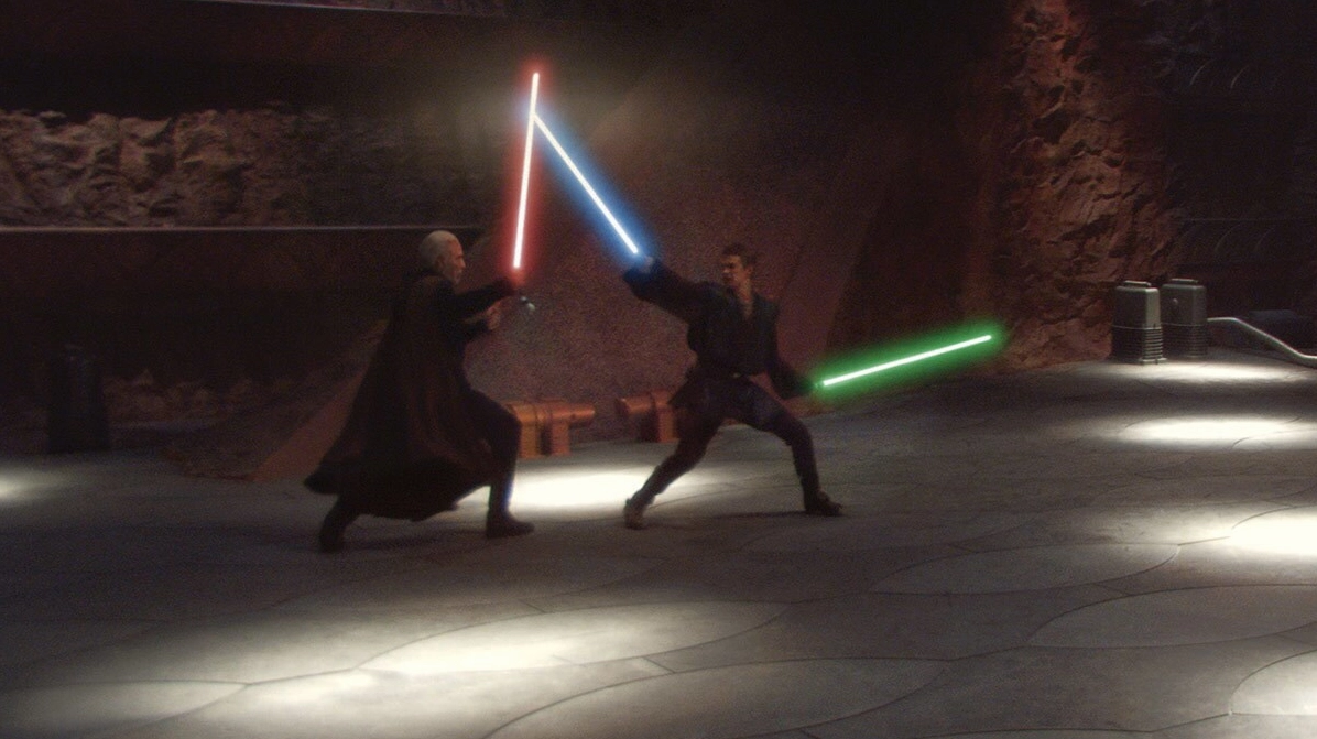 Anakin Skywalker duelling Count Dooku